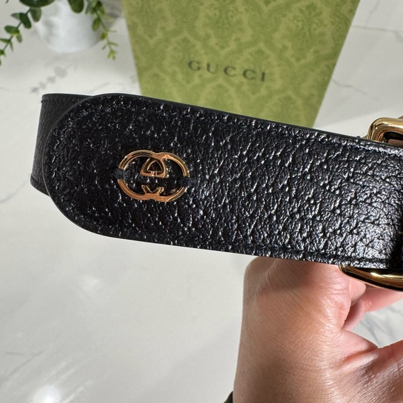 Authentic NEW Beautiful Black Leather Gucci Dog Collar w/ box Size XL - Picture 3 of 9